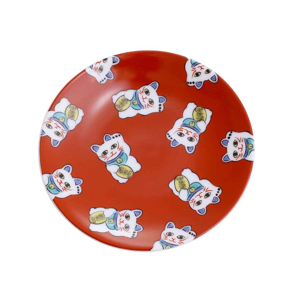 吉祥/KISSYO 日本製 九谷焼 九谷五彩 陶器 陶磁器 磁気 お皿/皿/小皿/縁起小皿/豆皿 食器 和食器 9.5cm 招き猫 ネコ ねこ 華やか 鮮やか オシャレ お洒落 記念日 お祝い 誕生日 プレゼント 贈り物 祝い品7311-SK25