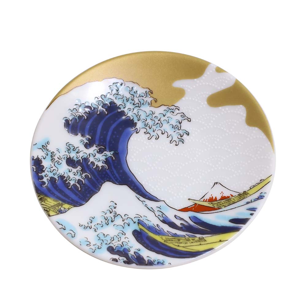 吉祥/KISSYO 日本製 九谷焼 久谷五彩 陶器 陶磁器 磁気 お皿/皿/小皿/縁起小皿/豆皿 食器 和食器 9.5cm 北斎波 波 華やか 鮮やか オシャレ お洒落 記念日 お祝い 誕生日 プレゼント 贈り物 祝い品7313-SK25