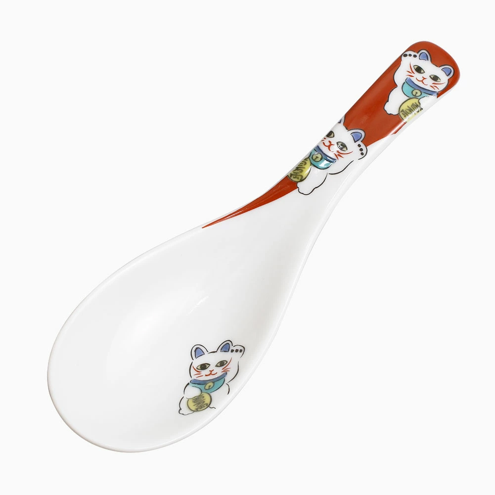 【送料無料】日本製 九谷焼/久谷五彩/北陸伝統工芸/ れんげ/ 可愛いスプーン 招き猫 青郊窯 和柄 コレクション 14cm 食器/陶器/磁器 カトラリー お洒落 個性 上品 可愛い 7353-SK25