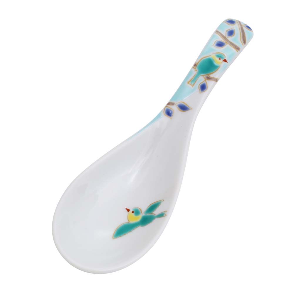 【送料無料】日本製 九谷焼/久谷五彩/北陸伝統工芸/ れんげ/ 可愛いスプーン 小鳥/バード 和柄 コレクション 14cm 食器/陶器/磁器 カトラリー お洒落 個性 上品 可愛い 7356-SK25