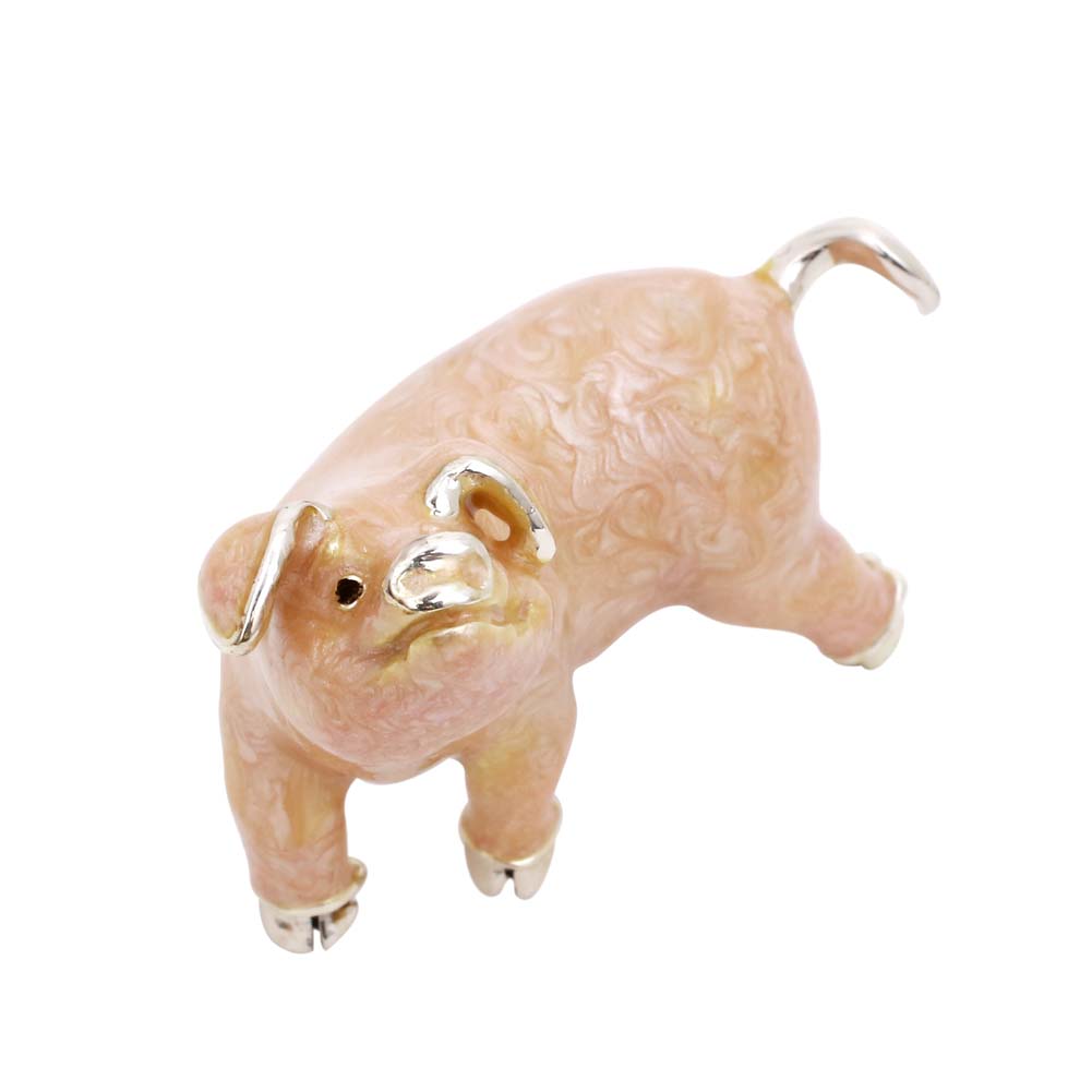【送料無料】サツルノ/SATURNO 置物/インテリア/オブジェ ブタ/豚/ぶた/ピッグ/Pig アニマル/動物 シルバー/SILVER/スターリングシルバー/SV925 イタリア製/ITALY リアル エナメル仕上げ 7361-SR25
