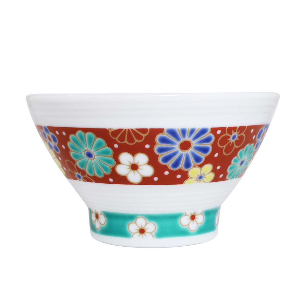 【送料無料】日本製 九谷焼/久谷五彩/磁気/陶器/陶磁器 お茶碗/茶碗/ごはん/飯碗/千段飯碗 ウメキ梅菊梅菊 青郊窯 華やか/鮮やか お洒落/オシャレ お祝い/記念日/誕生日/結婚祝い/開店祝い プレゼント/贈り物/ギフト 食器/和食器 インテリア 7392-SK25