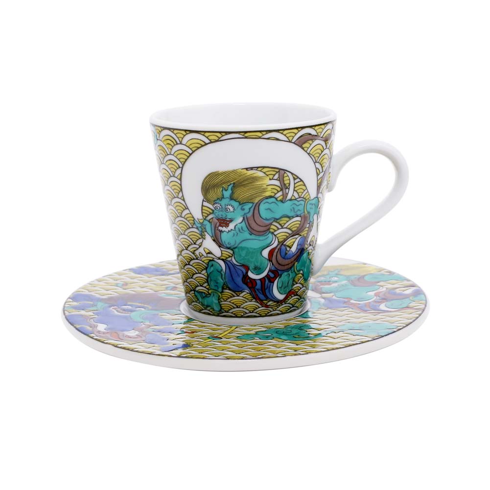 【送料無料】日本製 九谷焼/久谷五彩 磁気/陶器/陶磁器 小皿/コップ/カップ ティーセット ソーサー セット売り/風神雷神 可愛い 華やか/鮮やか お洒落/オシャレ お祝い/記念日/誕生日/結婚祝い/開店祝い プレゼント/贈り物/ギフト 食器/和食器 インテリア 7395-SK25