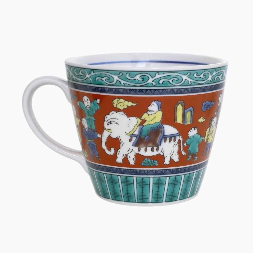 【送料無料】日本製 九谷焼 久谷五彩 磁気 陶器 陶磁器 マグカップ コップ カップ 木米風 もくべい 青郊窯 華やか 鮮やか お洒落 オシャレ お祝い 記念日 誕生日 結婚祝い 開店祝い プレゼント 贈り物 7404-SK25