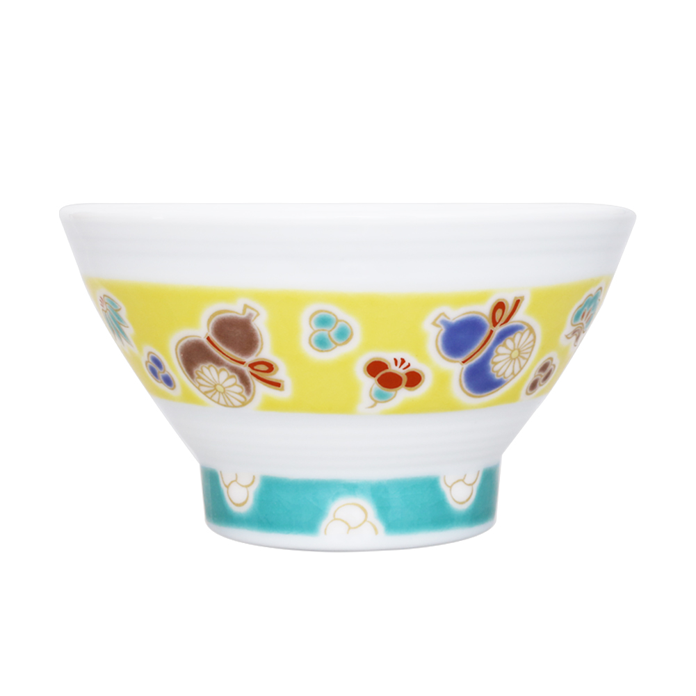 【送料無料】日本製 九谷焼/九谷五彩/磁気/陶器/陶磁器 お茶碗/茶碗/ごはん/飯碗/千段飯碗 むびょう/六瓢 青郊窯 華やか/鮮やか お洒落/オシャレ お祝い/記念日/誕生日/結婚祝い/開店祝い プレゼント/贈り物/ギフト 食器/和食器 インテリア 7426-SK25
