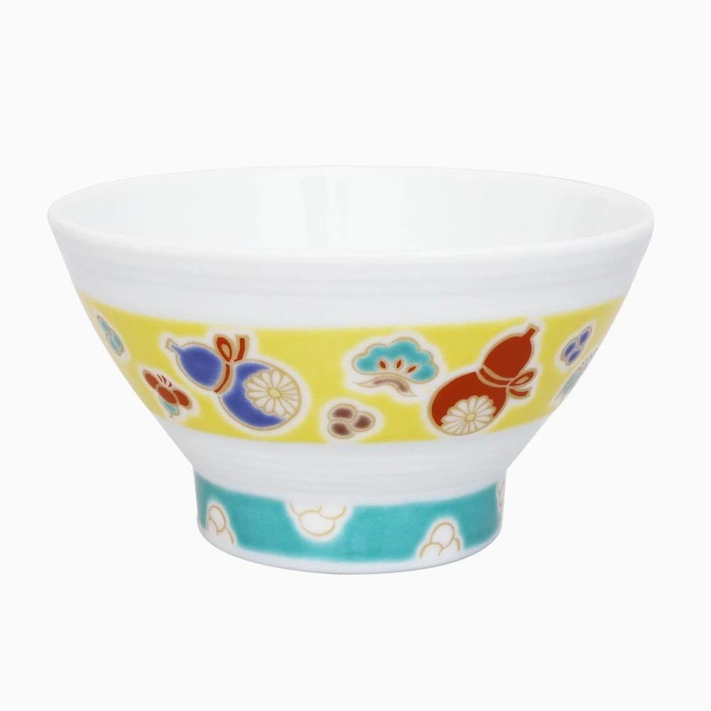 【送料無料】日本製 九谷焼/久谷五彩/磁気/陶器/陶磁器 お茶碗/茶碗/ごはん/飯碗/千段飯碗 むびょう/六瓢 青郊窯 華やか/鮮やか お洒落/オシャレ お祝い/記念日/誕生日/結婚祝い/開店祝い プレゼント/贈り物/ギフト 食器/和食器 インテリア 7426-SK25