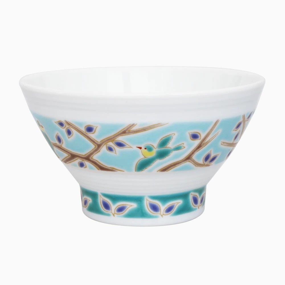 【送料無料】日本製 九谷焼/久谷五彩/磁気/陶器/陶磁器 お茶碗/茶碗/ごはん/飯碗/千段飯碗 小鳥/bird 青郊窯 華やか/鮮やか お洒落/オシャレ お祝い/記念日/誕生日/結婚祝い/開店祝い プレゼント/贈り物/ギフト 食器/和食器 インテリア 7427-SK25