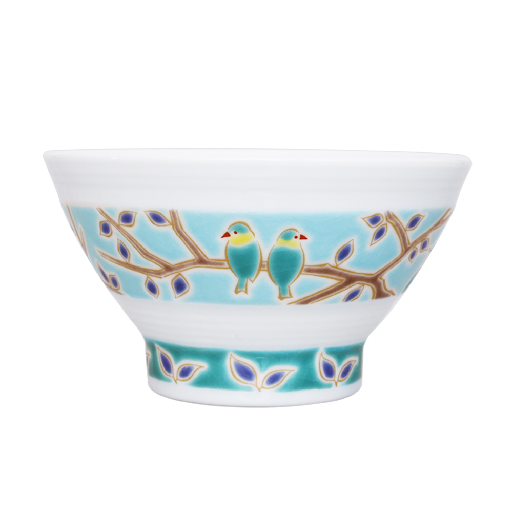 【送料無料】日本製 九谷焼/久谷五彩/磁気/陶器/陶磁器 お茶碗/茶碗/ごはん/飯碗/千段飯碗 小鳥/bird 青郊窯 華やか/鮮やか お洒落/オシャレ お祝い/記念日/誕生日/結婚祝い/開店祝い プレゼント/贈り物/ギフト 食器/和食器 インテリア 7427-SK25