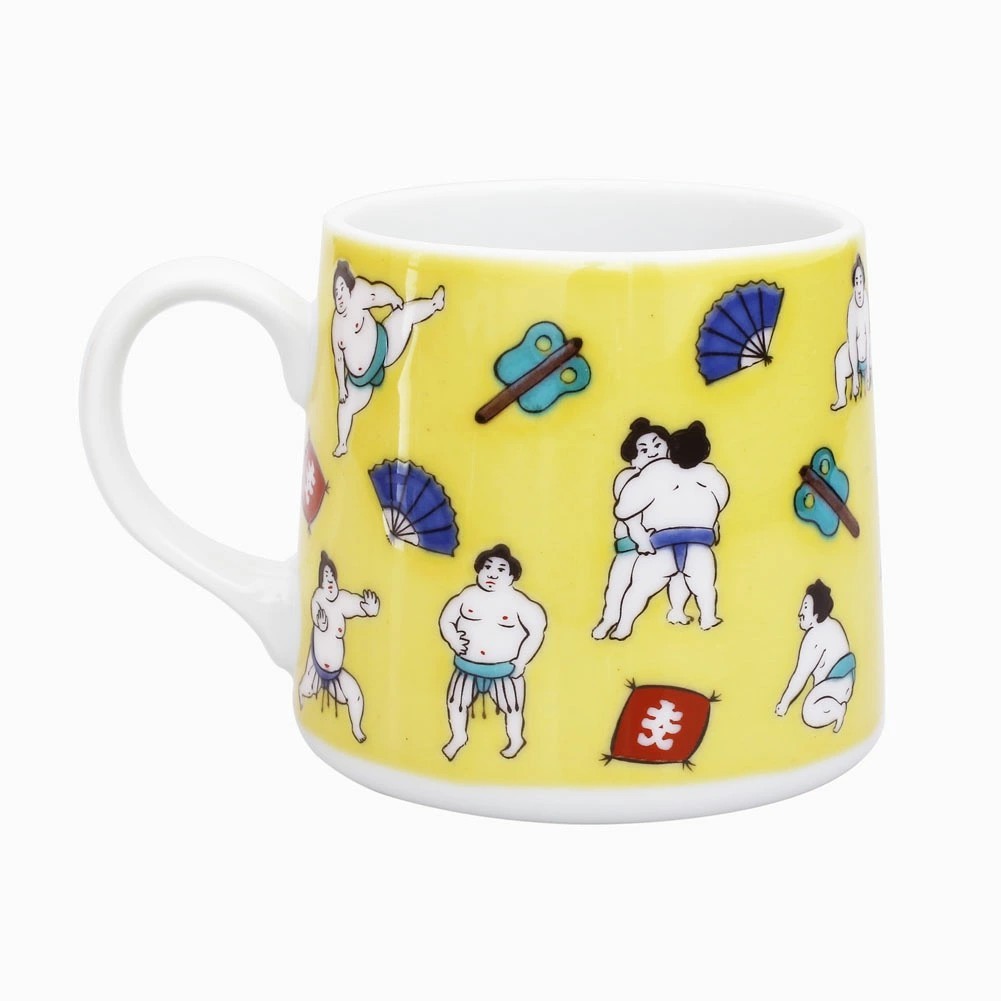 日本製 九谷焼/九谷五彩 磁気/陶器/陶磁器 マグカップ/コップ/カップ お相撲さん 7437-SK26