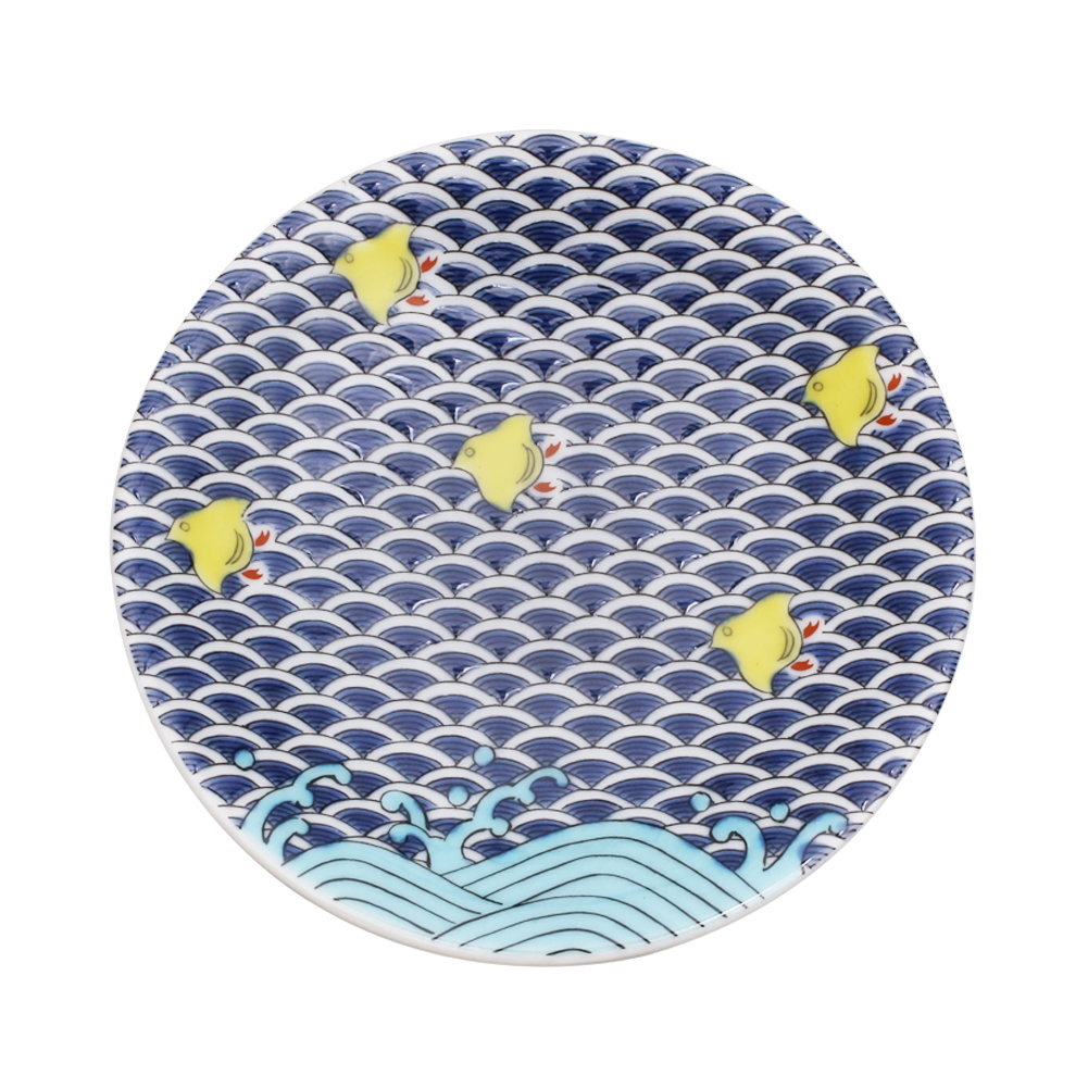 【送料無料】日本製 九谷焼 久谷五彩 陶器 陶磁器 磁気 お皿 皿 小皿 縁起小皿 食器 千鳥 和食器 12cm  華やか 鮮やか オシャレ お洒落 記念日  7450-SK25