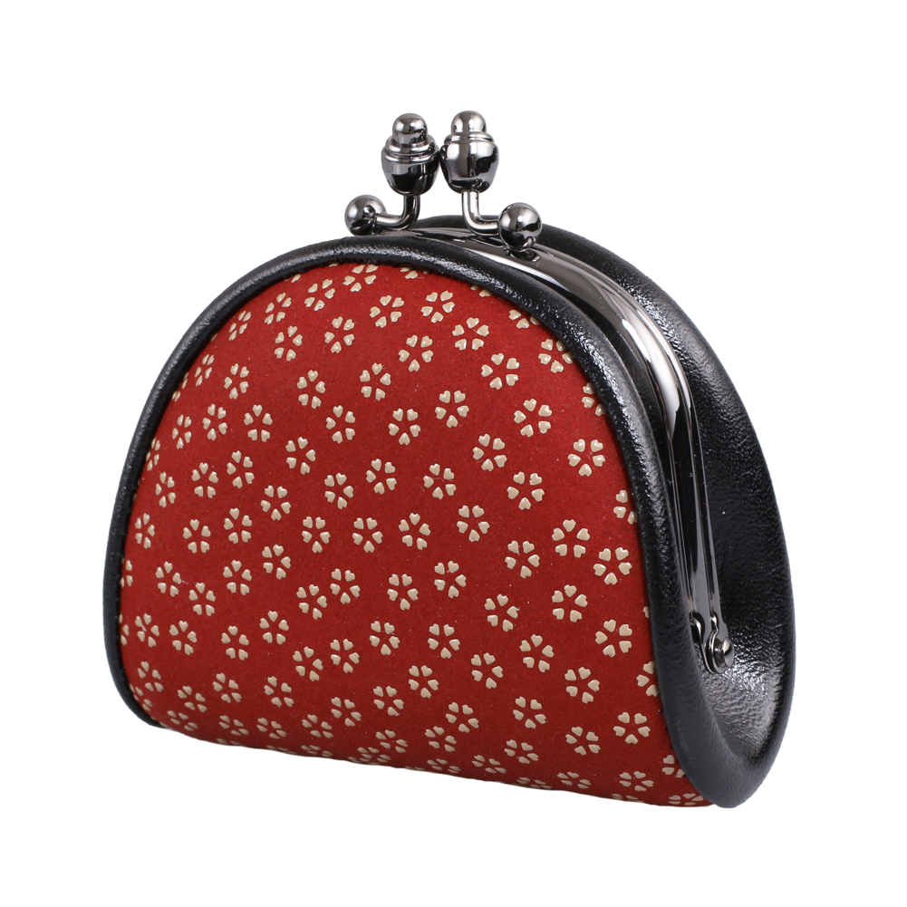 日本製 印伝/INDENYA/印傳屋 小銭入れ/コインケース/財布/がま口ウォレット 小桜/赤/レッド コンパクト プレゼント/ギフト アイテム/ファッション雑貨 7460-IY25