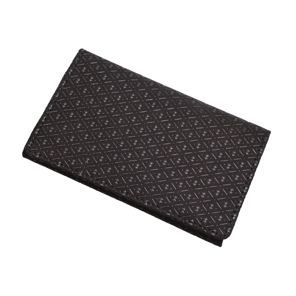 日本製 印伝/INDENYA/印傳屋 名刺入れ/カードケース/ICカード/クレジットカード 黒/ブラック 和柄 瓢箪/ひょうたん コンパクト 鹿革/漆 7466-IY25