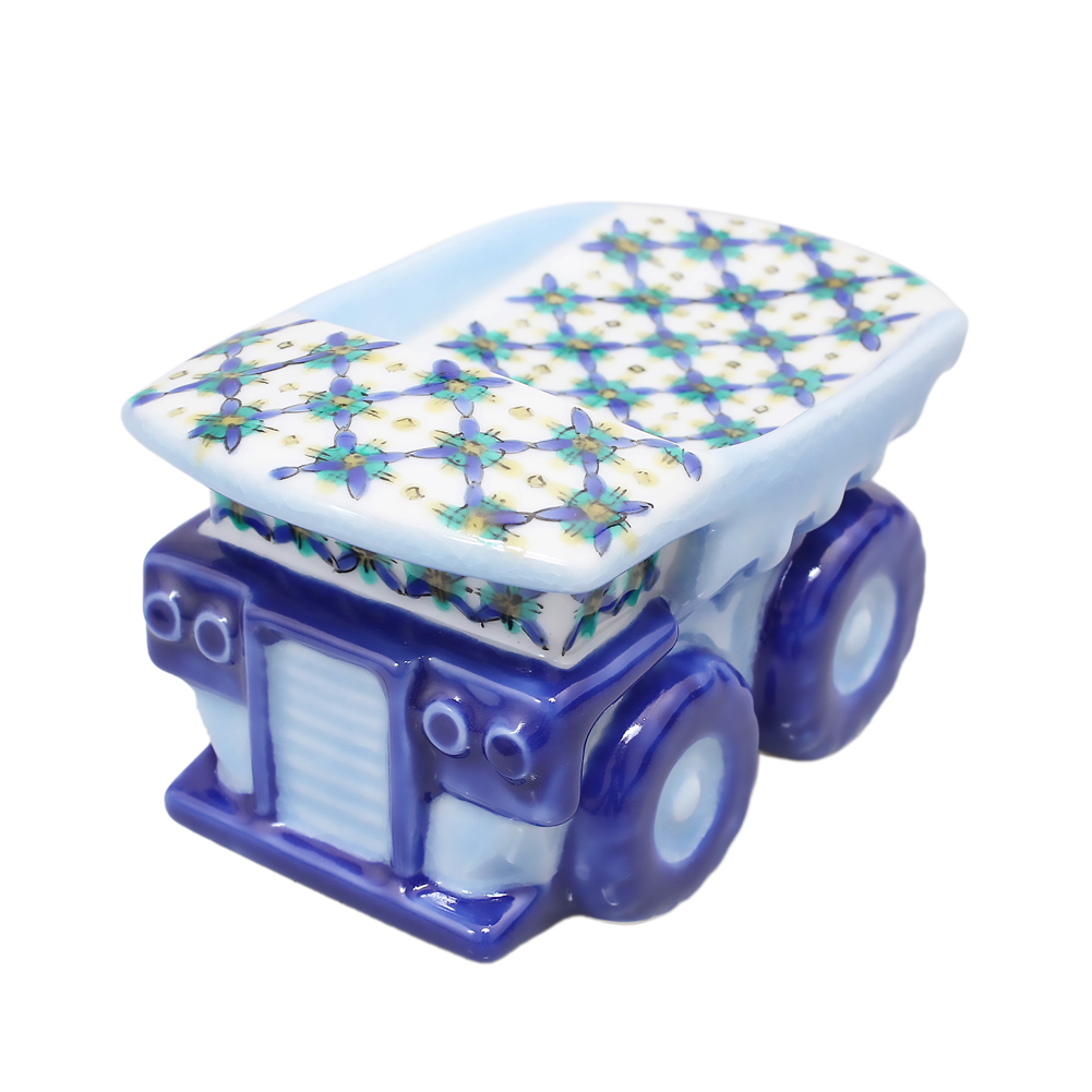 【送料無料】日本製 九谷焼/北陸伝統工芸/工芸品 七宝花菱 こまつ/小松市 超大型ダンプトラック 930E ブルー/ブルーフェイス インテリア/置物/部屋飾り 出産祝い/お祝い/開店祝い/結婚祝い 7478-HK25