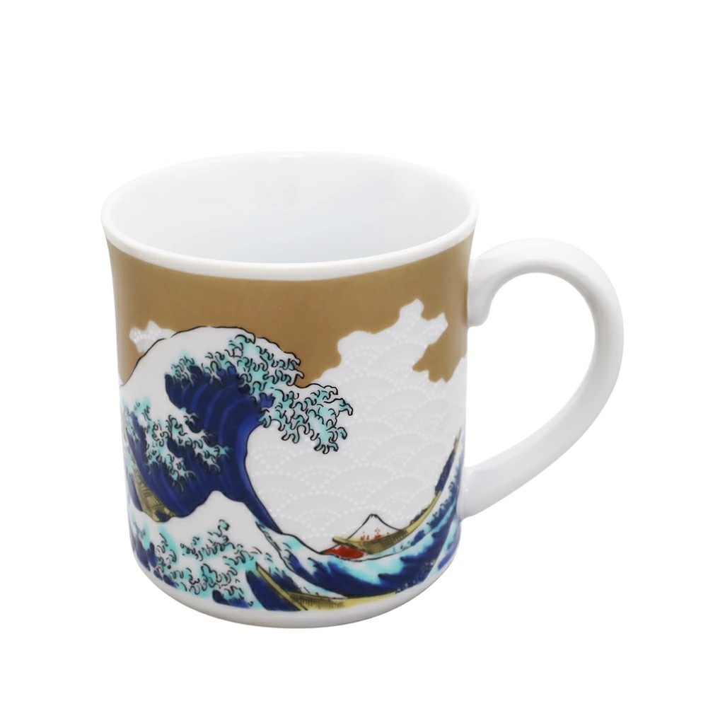 【送料無料】日本製 九谷焼 久谷五彩 磁気 陶器 陶磁器  コップ マグカップ 北斎 波 青郊窯 華やか 鮮やか お洒落 オシャレ お祝い 記念日 誕生日 結婚祝い 開店祝い プレゼント 贈り物 7482-SK25