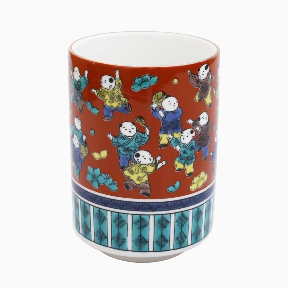 【送料無料】日本製 九谷焼/久谷五彩 磁気/陶器/陶磁器 湯呑/コップ/カップ 木米 青郊窯 華やか/鮮やか お洒落/オシャレ お祝い/記念日/誕生日/結婚祝い/開店祝い プレゼント/贈り物/ギフト 食器/和食器 インテリア 7502-SK25