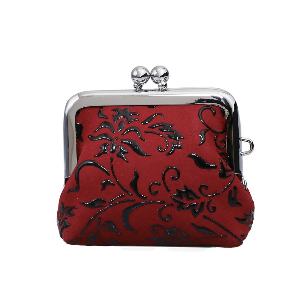 日本製 印伝/INDENYA/印傳屋 リングケース/指輪入れ/マルチケース 小銭入れ アクセサリーケース/小物入れ 花唐草 がま口 7516-IY25