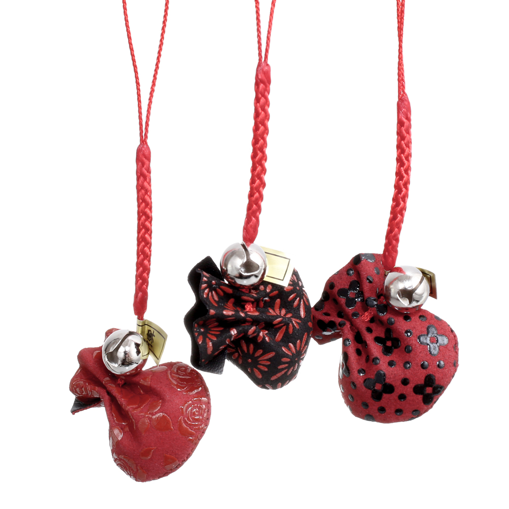 クリックポスト便発送 日本製 印伝/INDENYA/印傳屋 ストラップ/キーホルダー/チャームストラップ ポーチ型/根付巾着 色柄おまかせ 可愛い/オシャレ 鹿革/漆 プレゼント7519-IY25