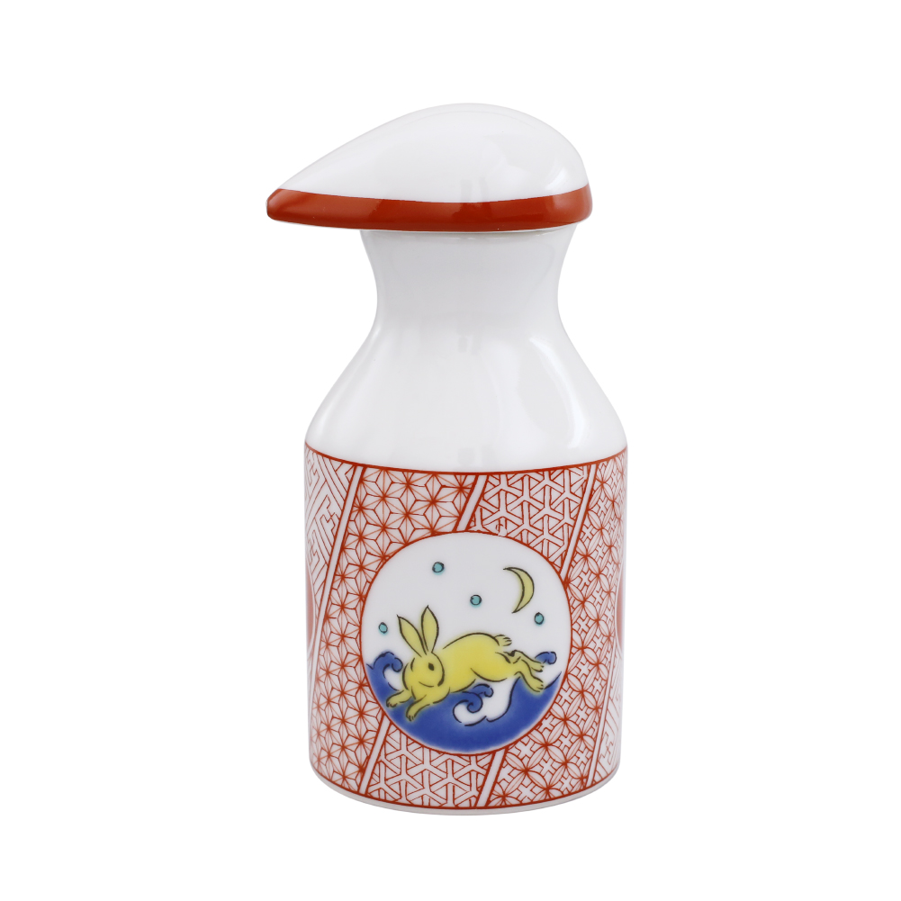 【送料無料】日本製 九谷焼/九谷五彩 磁気/陶器/陶磁器 醤油さし/醤油入れ うさぎ/兎 華やか/鮮やか お洒落 7552-SK26