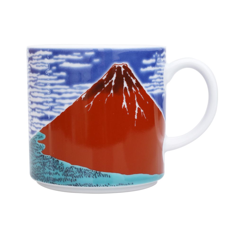 日本製 九谷焼/九谷五彩 磁気/陶器/陶磁器 マグカップ/コップ/カップ 赤富士 7573-SK26