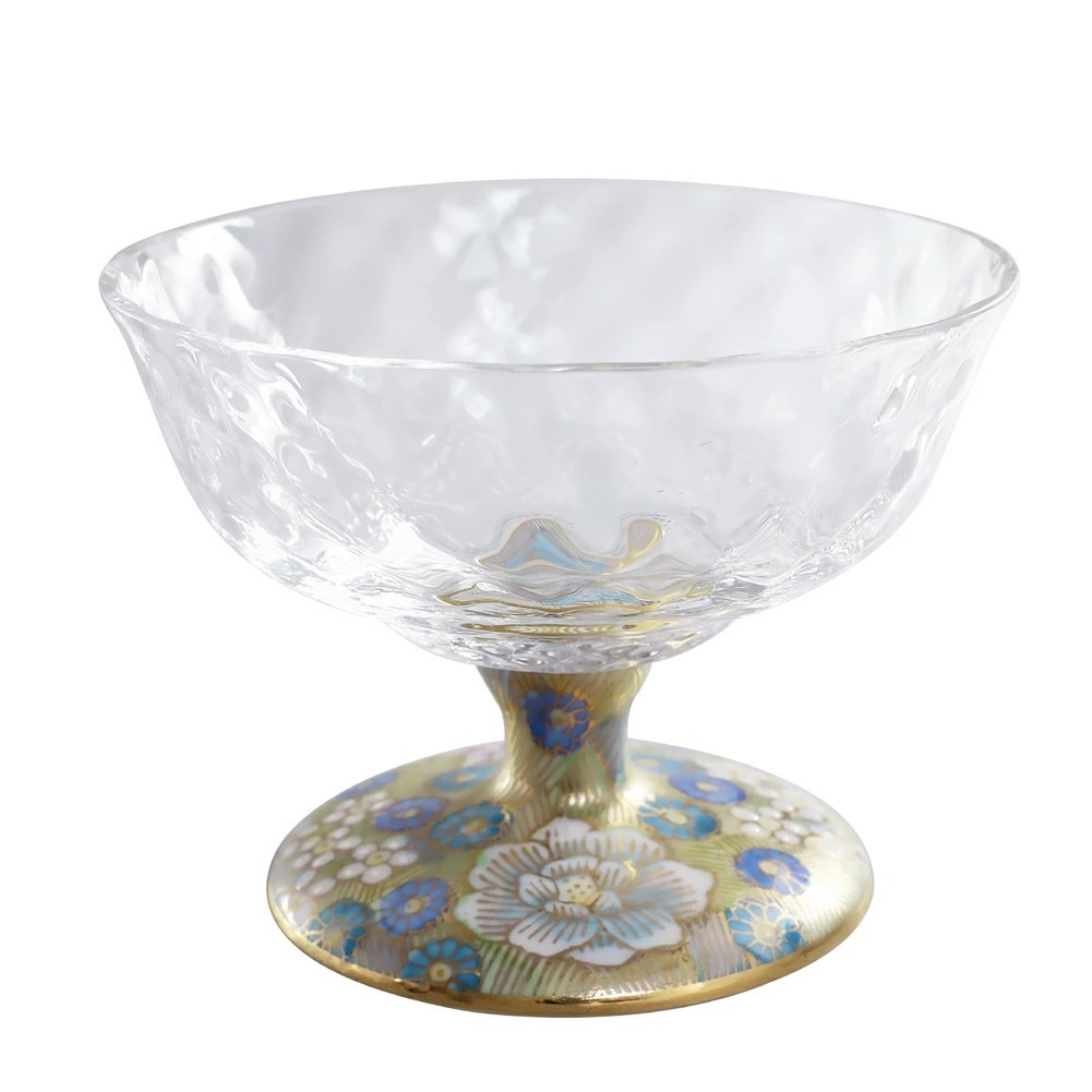 日本製 九谷焼/九谷五彩 磁気/陶器/陶磁器 銀舟窯 グラス/九谷和グラス/デザートグラス 金花詰 7585-SD26