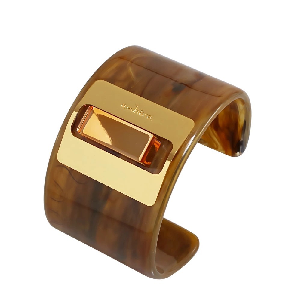 イタリア製/ITALY ANTURA/アントゥーラ バングル/ブレスレット アクセサリー 大ぶり ブラウン/オレンジ 樹脂 真鍮 オシャレ/お洒落 レディース/女性 レディースアクセサリー7595-AT26