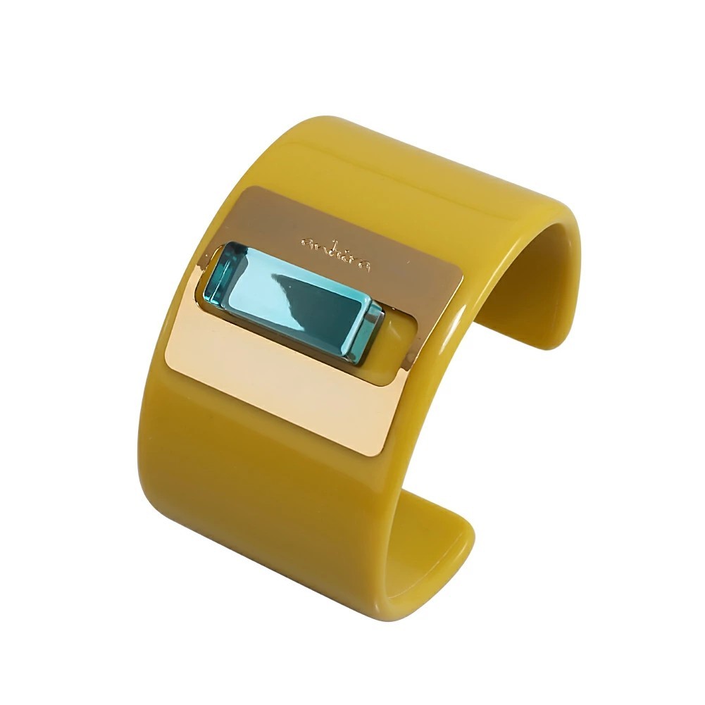 イタリア製/ITALY ANTURA/アントゥーラ バングル/ブレスレット アクセサリー 大ぶり マスタード/黄土色 樹脂 真鍮 オシャレ/お洒落 レディース/女性 レディースアクセサリー7597-AT26