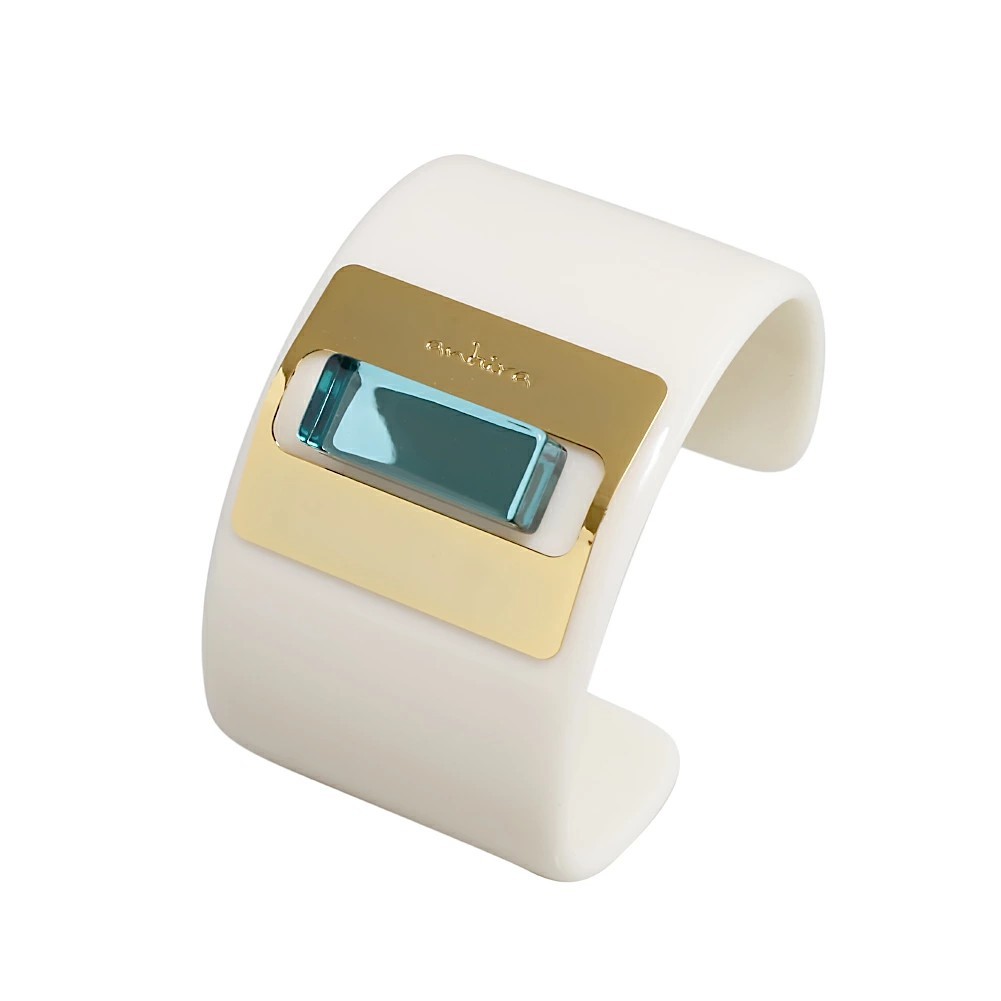 イタリア製/ITALY ANTURA/アントゥーラ バングル/ブレスレット アクセサリー 大ぶり ホワイト/ブルー 樹脂 真鍮 オシャレ/お洒落 レディース/女性 レディースアクセサリー7599-AT26