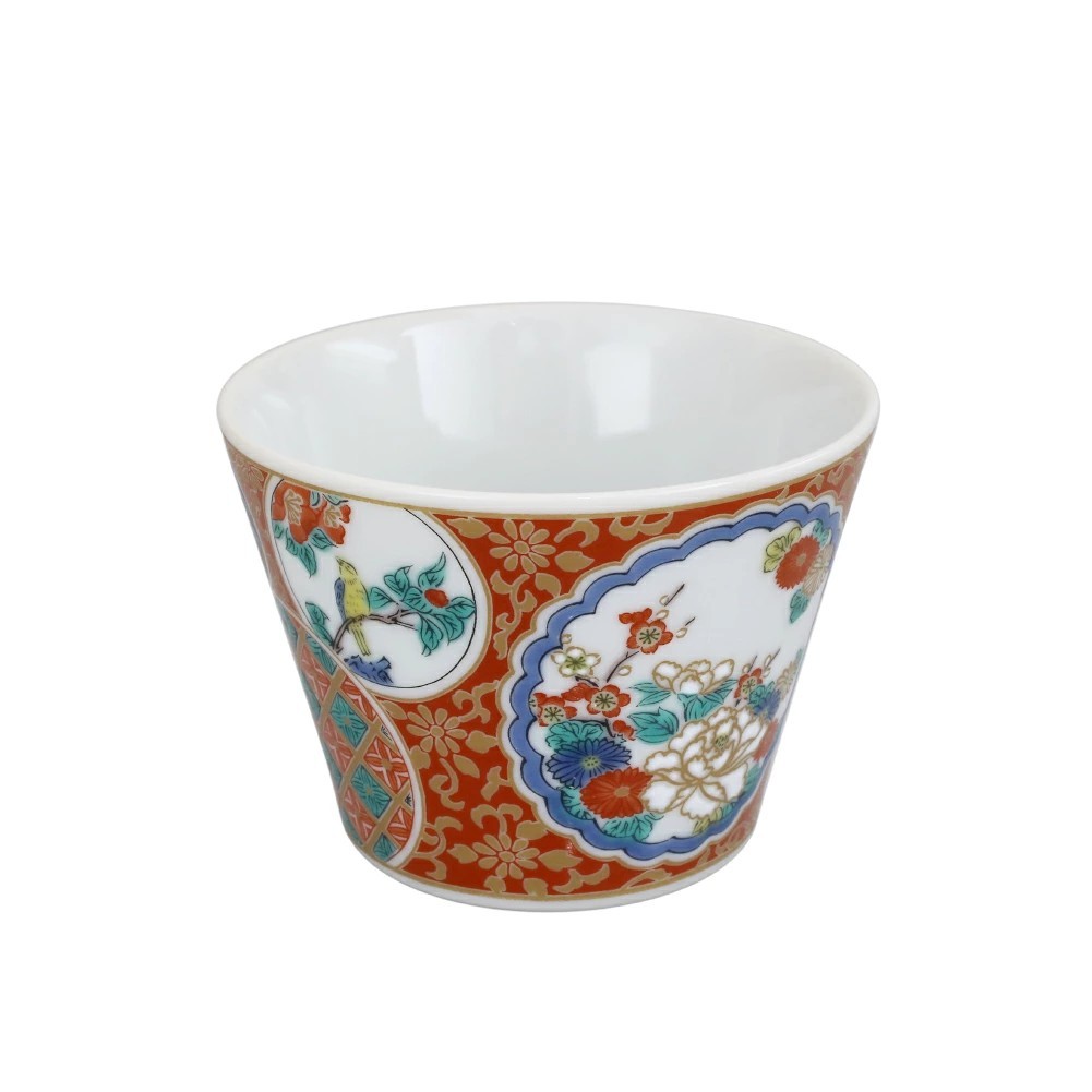 日本製 九谷焼/九谷五彩 磁気/陶器/陶磁器 縁起物/縁起カップ/フリーカップ/スープカップ 庄三 華やか/鮮やか  7609-SK26