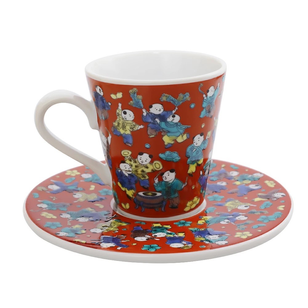 日本製 九谷焼/九谷五彩 磁気/陶器/陶磁器 小皿/コップ/カップ/ティーセット/ソーサー/デミタスカップ 縁起物 木米 セット売り/セット 華やか/鮮やか お洒落/オシャレ お祝い 7621-SK26