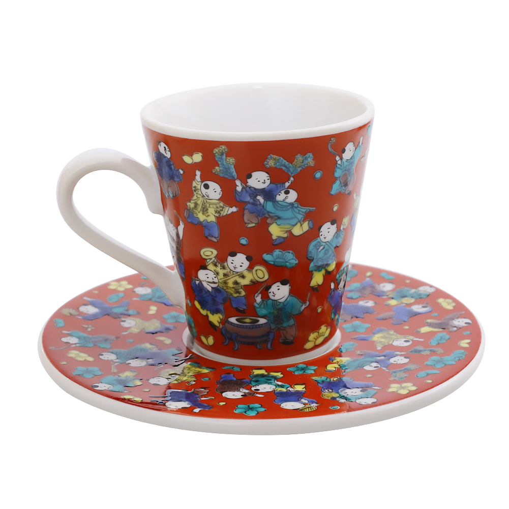 日本製 九谷焼/九谷五彩 磁気/陶器/陶磁器 小皿/コップ/カップ/ティーセット/ソーサー/デミタスカップ 縁起物 木米 セット売り/セット 華やか/鮮やか お洒落/オシャレ お祝い 7621-SK26