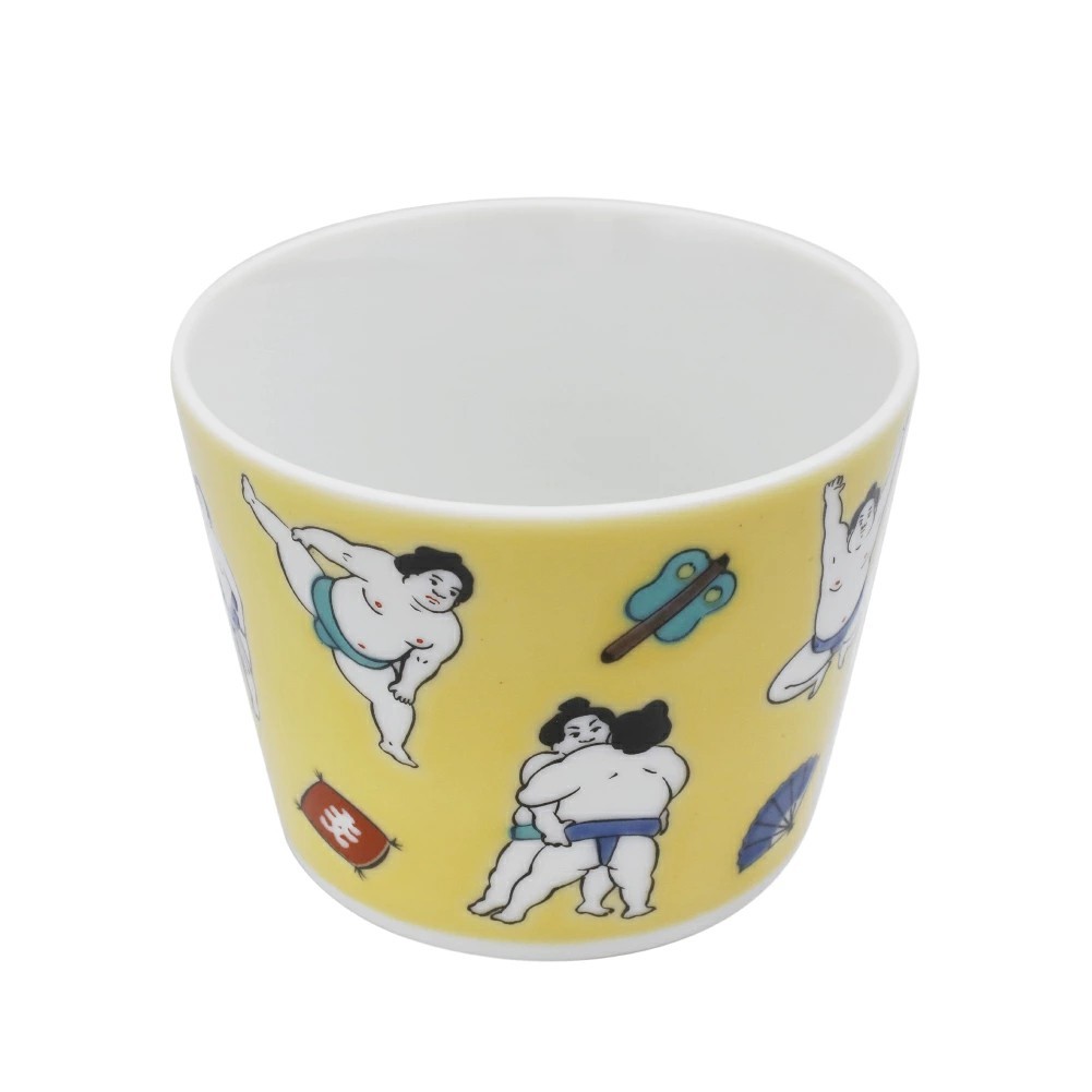 日本製 九谷焼/九谷五彩 磁気/陶器/陶磁器 縁起物/縁起カップ/フリーカップ/スープカップ お相撲さん 華やか/鮮やか  7629-SK26