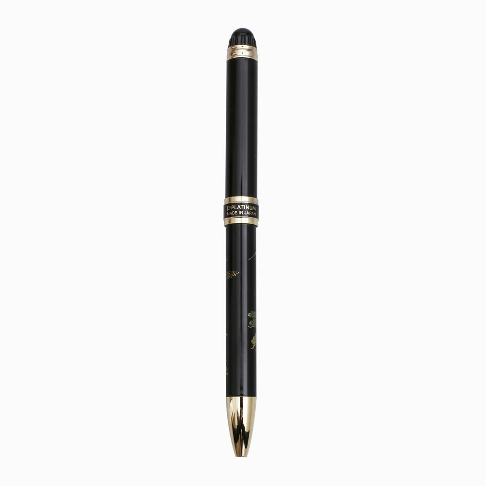 日本製 PLATINUM/プラチナ/プラチナ万年筆 多機能筆記具/ダブルアクション 近代蒔絵 富士に鶴 ボールペン/ペン 黒/赤 シャーペン/シャープペンシル ステーショナリー/文房具7674-AC26