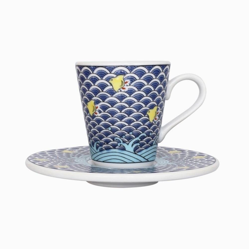 日本製 九谷焼/九谷五彩 磁気/陶器/陶磁器 小皿/コップ/カップ/ソーサー/デミタスカップ セット/セット売り 千鳥 7705-SK26