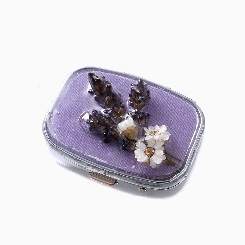 日本製 プリザーブド・フラワー ピルケース ラベンダー スクエア 7756-LL21