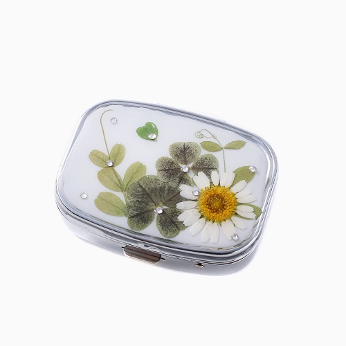 プリザーブフラワー ピルケース スクエア クローバー 日本製 小物入れ　7759-LL21