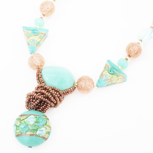 イタリア製 アヴェ・カプリース ベネチアンガラス ネックレス トリアンゴロ・ネックレス 7922-AV20