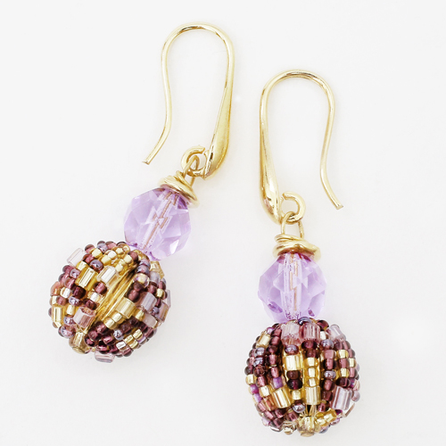 イタリア製 ベネチアンガラス シニョーラ・パープル ピアス ビーズ  7969-IN19