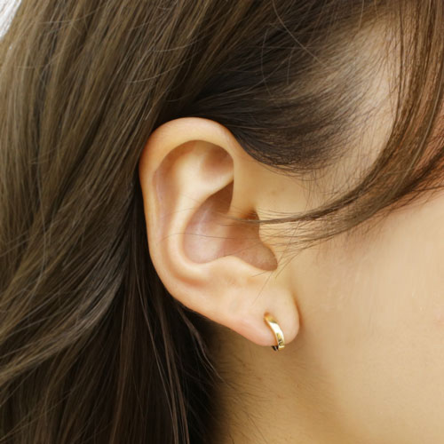 K18刻印入りゴールドイヤリング. 楽天市場】K18イヤリング ピアリング(14mmラウンド)(18金 18k