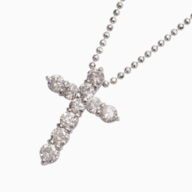 18金 K18WG ホワイトゴールド GOLD Diamond ダイヤモンド 10石 合計2カラット 大迫力 ペンダント クロス クロスペンダント 定番 ネックレス ジュエリー 宝石 誕生石 4月 0046-PP13