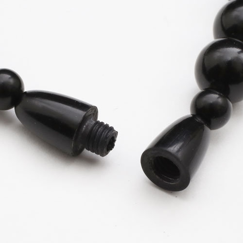 天然ジェット ネックレス 10mm珠 イヤリングセット　0057-FJ07