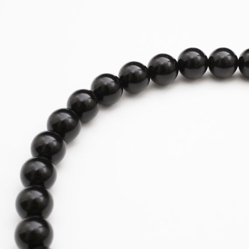 天然ジェット ネックレス 10mm珠 イヤリングセット　0057-FJ07