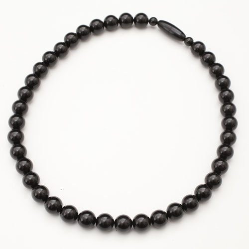 天然ジェット ネックレス 10mm珠 イヤリングセット　0057-FJ07