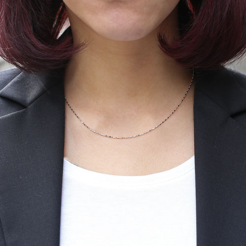 18金 ホワイトゴールド ネックレス カットボール チェーン フリーアジャスター　0065-NG07