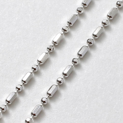 18金 ホワイトゴールド ネックレス カットボール チェーン フリーアジャスター　0065-NG07