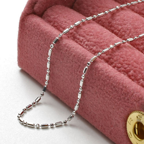 18金 ホワイトゴールド ネックレス カットボール チェーン フリーアジャスター　0065-NG07