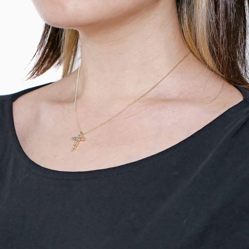 18金 ダイヤモンド シャンパンカラー 1.0ct SV925 カットボールチェーン付き 0122-PG07