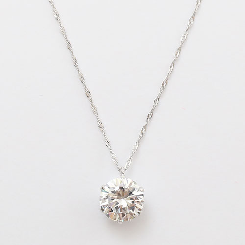 18金 ホワイトゴールド ネックレス キュービックジルコニア 2カラット ペンダント　0125-PG07