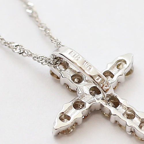 18金 ホワイトゴールド ネックレス ダイヤモンド 0.2ct クロス ペンダント　0178-PG08