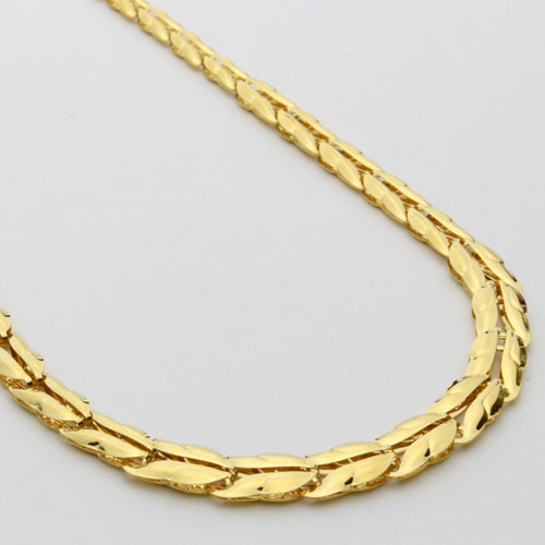 純金 ネックレス グラデーション リーフ リバーシブル 42cm　0180-NG08