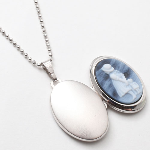 シルバー ロケットペンダント ストーンカメオ（少女） MERZ　0223-LS08